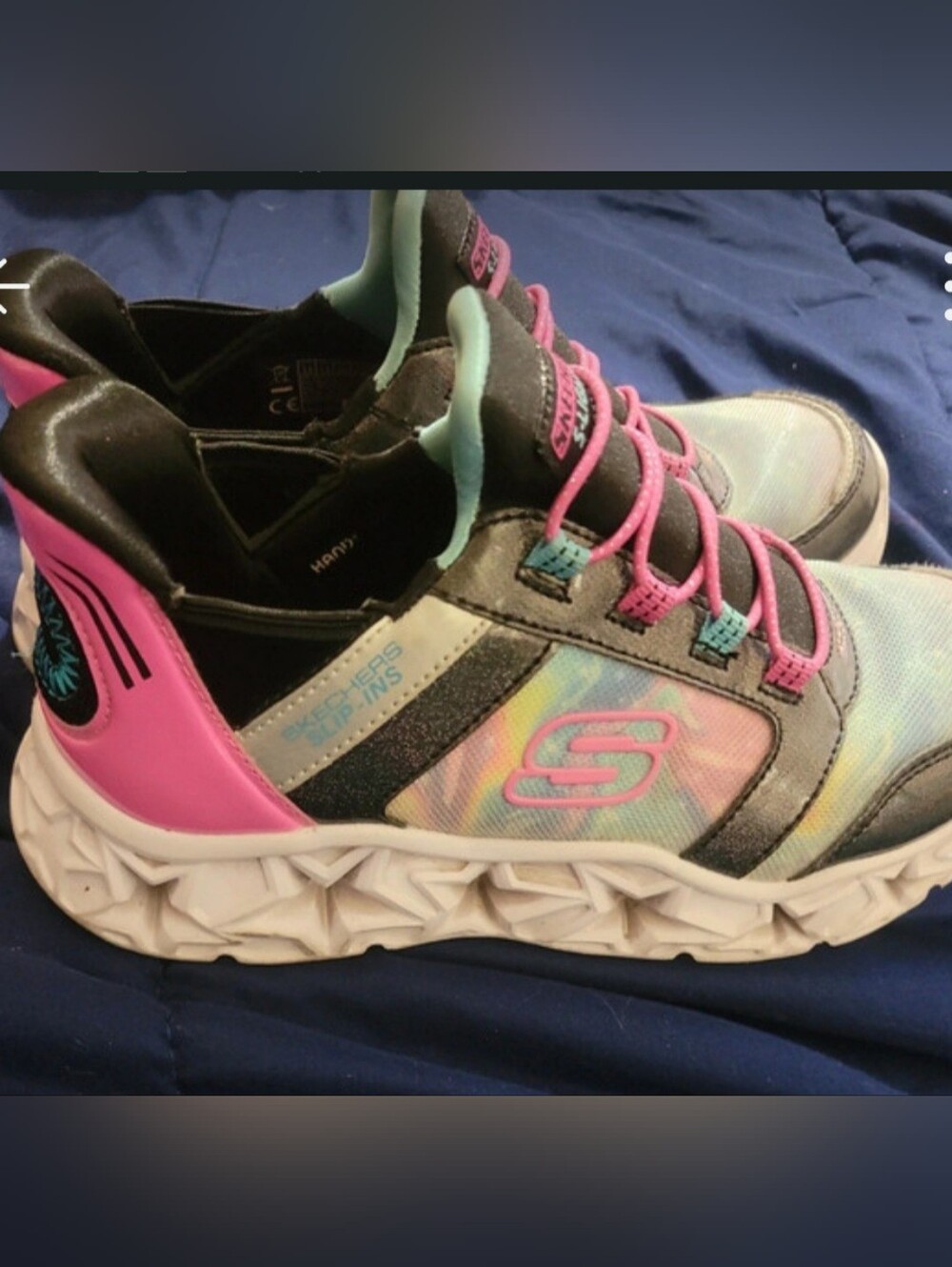 Skechers Kid's Tie-Dye Sneakers with Pink and Teal Accents